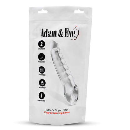 Adam & Eve Ridged Rider - Clear 22.9 cm Penis Extension Sleeve Adam & Eve