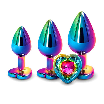 Adam & Eve RAINBOW HEART GEM ANAL TRAINING SET - Multicoloured Metal Anal Plugs with Gem Bases - Set of 3 Sizes Adam & Eve