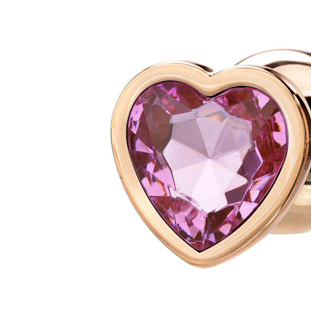 Adam & Eve ROSE GOLD HEART GEM ANAL TRAINING SET - Rose Gold Metal Anal Plugs with Pink Gem Bases - Set of 3 Sizes Adam & Eve