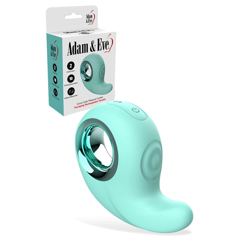 Adam & Eve CURVY CUTIE PLEASURE COMBO - Teal USB Rechargeable Tapping Stimulator Adam & Eve