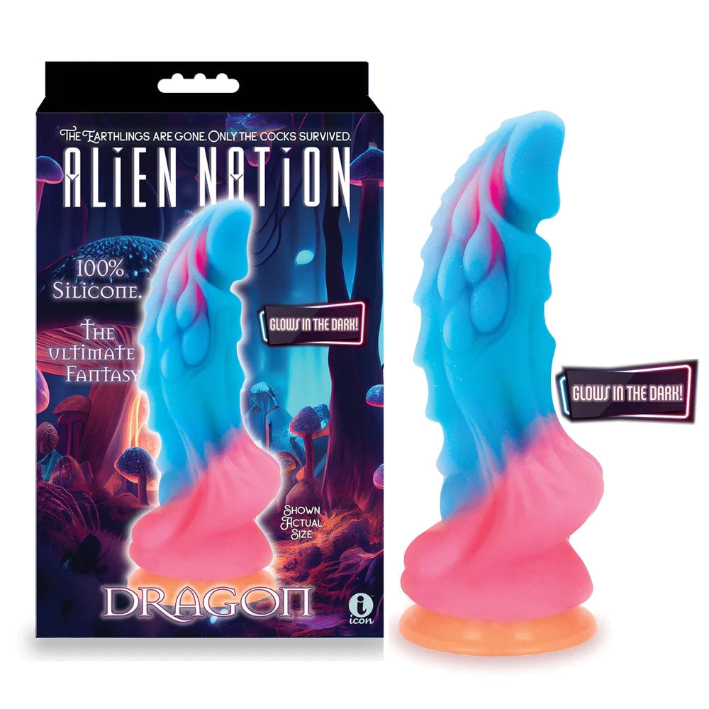 Alien Nation - Glow Dragon - Glow in Dark Rainbow 22.9 cm Fantasy Dong Icon Brands