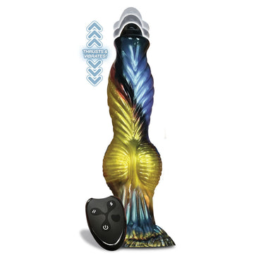 Alien Nation - Phoenix - Gold/Blue & Black 25.4 cm USB Rechargeable Thrusting Fantasy Dong with Remote Icon Brands