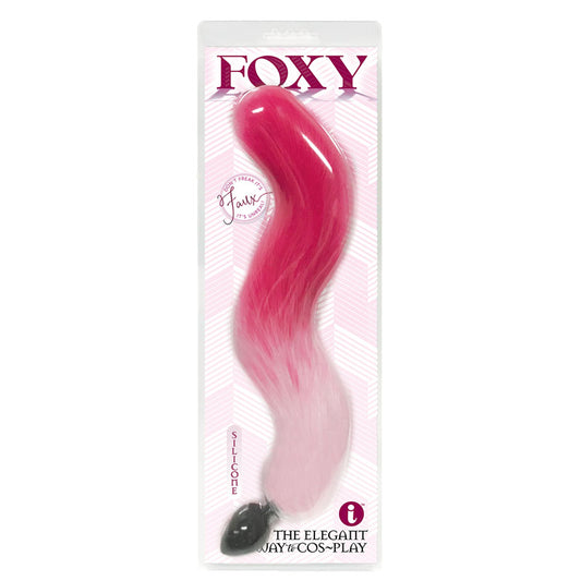 Foxy Fox Tail Silicone Butt Plug - Pink Gradient - 46 cm Tail Pink - Club X