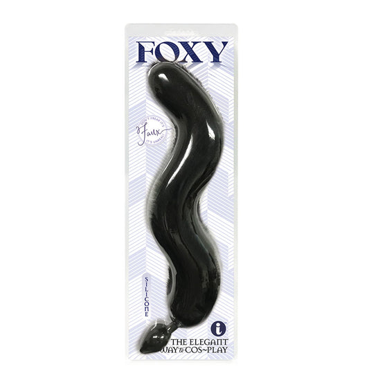 Foxy Fox Tail Silicone Butt Plug - Black - 46 cm Tail Black - Club X
