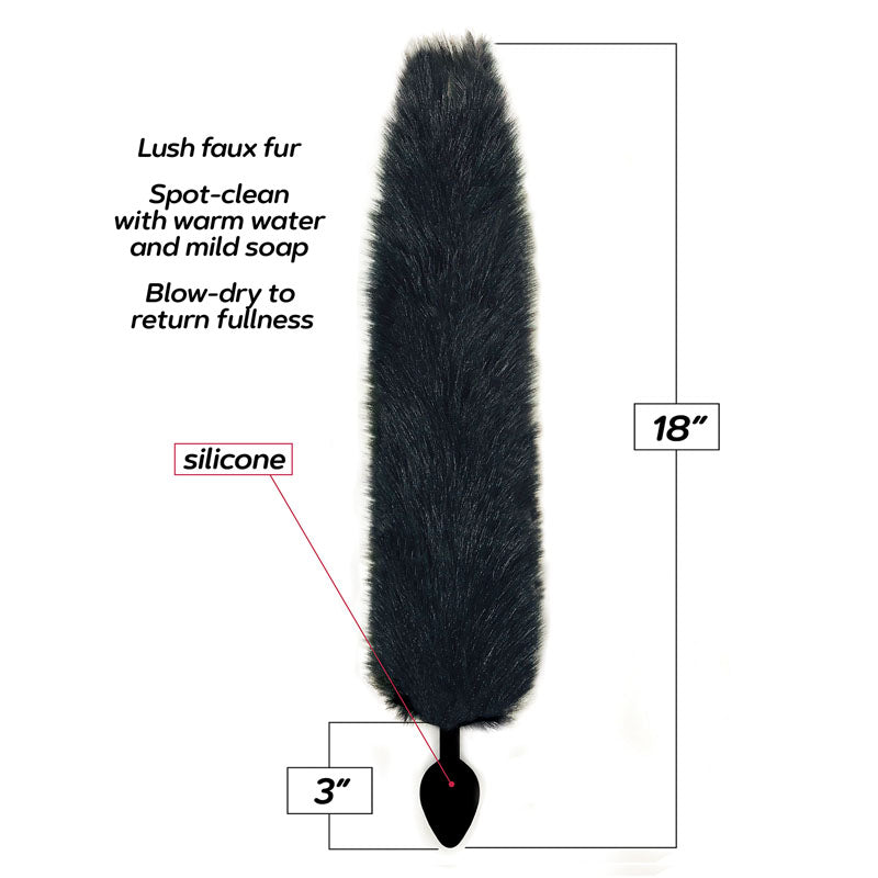 Foxy Fox Tail Silicone Butt Plug - Black - 46 cm Tail Icon Brands