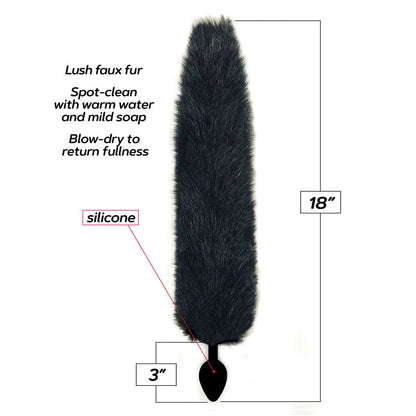 Foxy Fox Tail Silicone Butt Plug - Black - 46 cm Tail Icon Brands