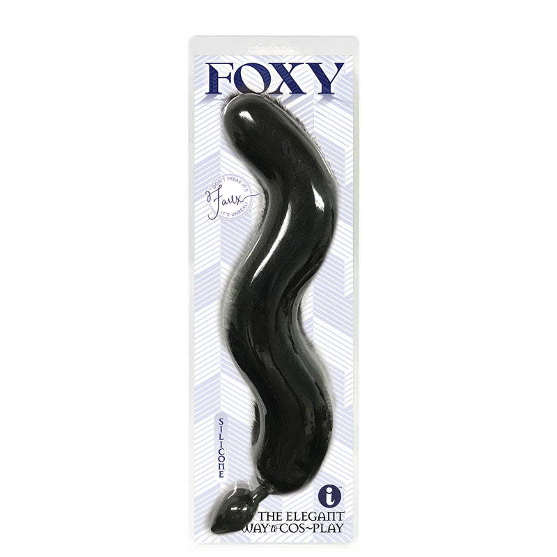 Foxy Fox Tail Silicone Butt Plug - Black - 46 cm Tail Icon Brands