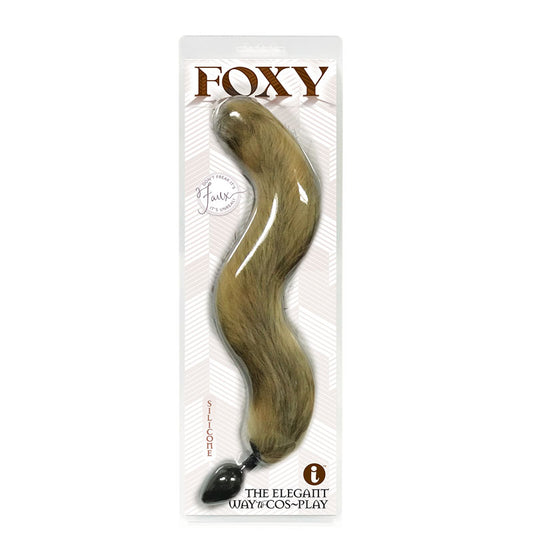 Foxy Fox Tail Silicone Butt Plug - Ginger - 46 cm Tail Brown - Club X