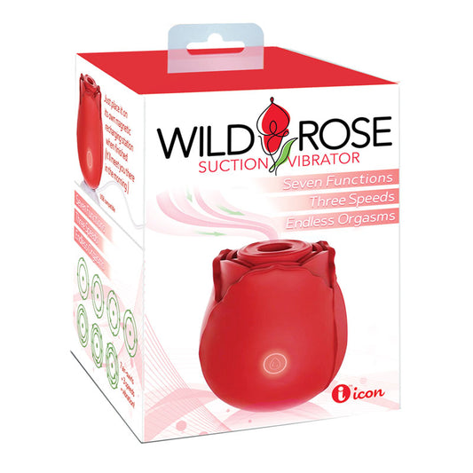 Wild Rose Suction Vibrator - Red USB Rechargeable Air Pulse Stimulator Red - Club X