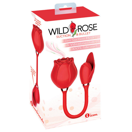 Wild Rose Suction & Bullet - Red USB Rechargeable Air Pulse & Bullet Stimulator Red - Club X