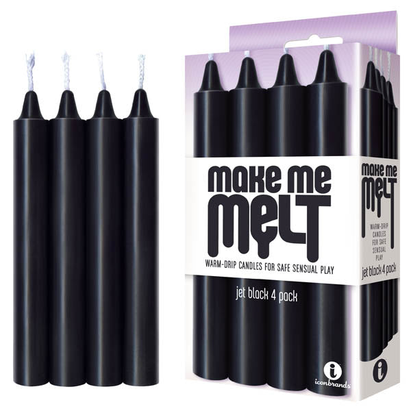 Make Me Melt Drip Candles - Black - Jet Black Drip Candles - 4 Pack Icon Brands