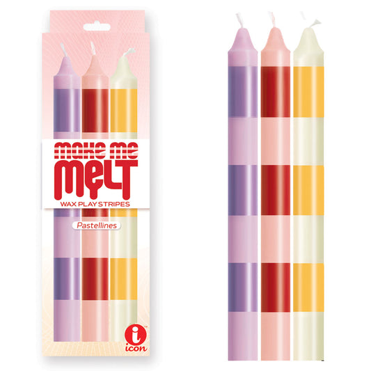 The 9's Make Me Melt Drip Candle 3-Pk - Pastellines - Pastel Coloured Drip Candles - 3 Pack Coloured - Club X