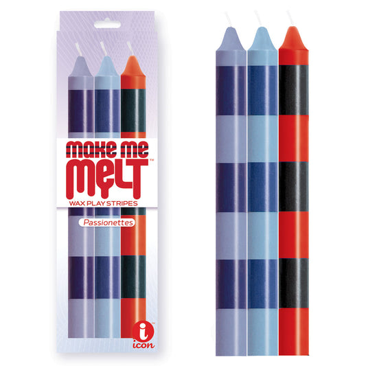 The 9's Make Me Melt Drip Candle 3-Pk, Passionettes - Passion Coloured Drip Candles - 3 Pack Coloured - Club X