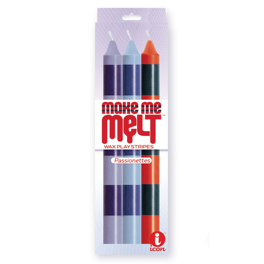 The 9's Make Me Melt Drip Candle 3-Pk, Passionettes - Passion Coloured Drip Candles - 3 Pack Icon Brands