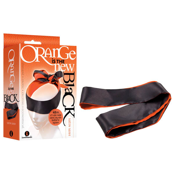 Orange Is The New Black - Satin Sash - Black/Orange Blindfold Icon Brands
