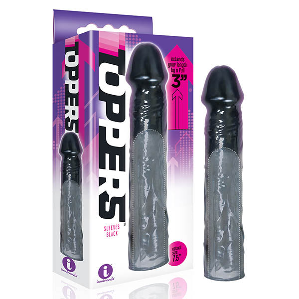 The 9's Toppers - Black 7.6 cm (3'') Penis Extension Sleeve Icon Brands