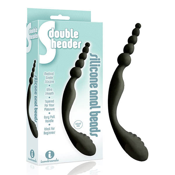 The 9's S-Double Header - Black Double Ended Anal Beads Icon Brands
