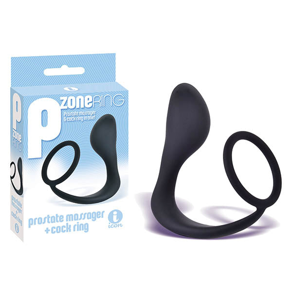 The 9's P-Zone Cock Ring - Black Anal Plug with Cock Ring Icon Brands