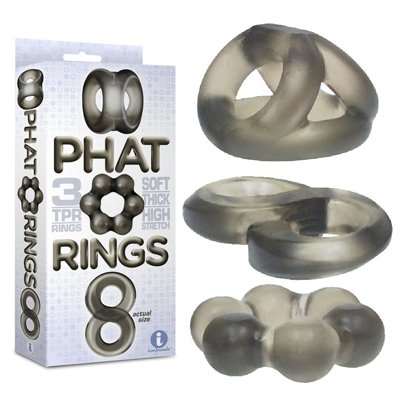 The 9's Phat Rings - Smoke Cock Rings - Set of 3 Icon Brands
