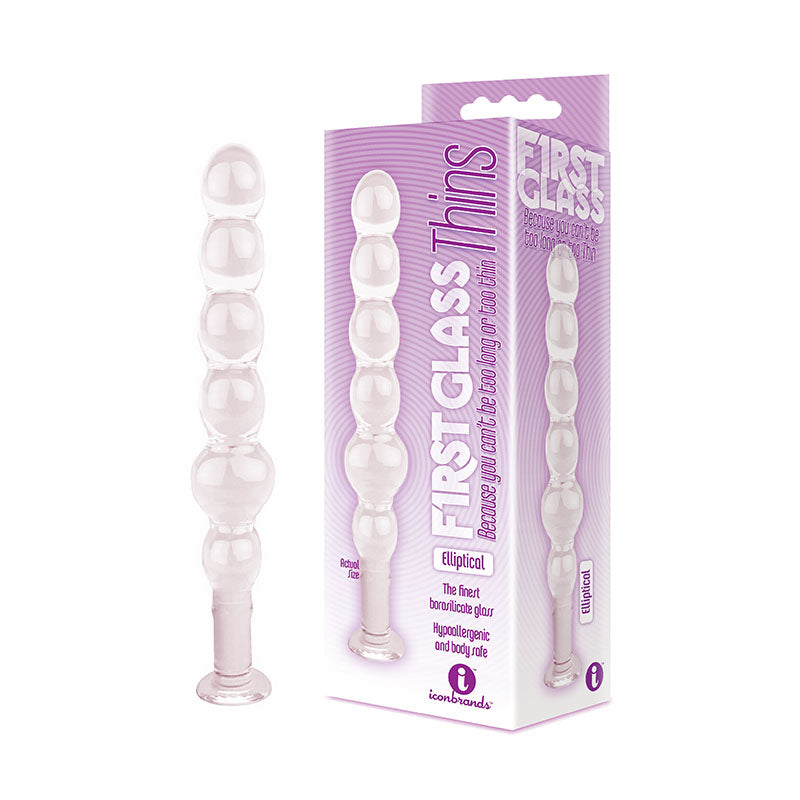 The 9's Glass First Thins, Elliptical - Clear Glass 17.8 cm Anal Beads Icon Brands