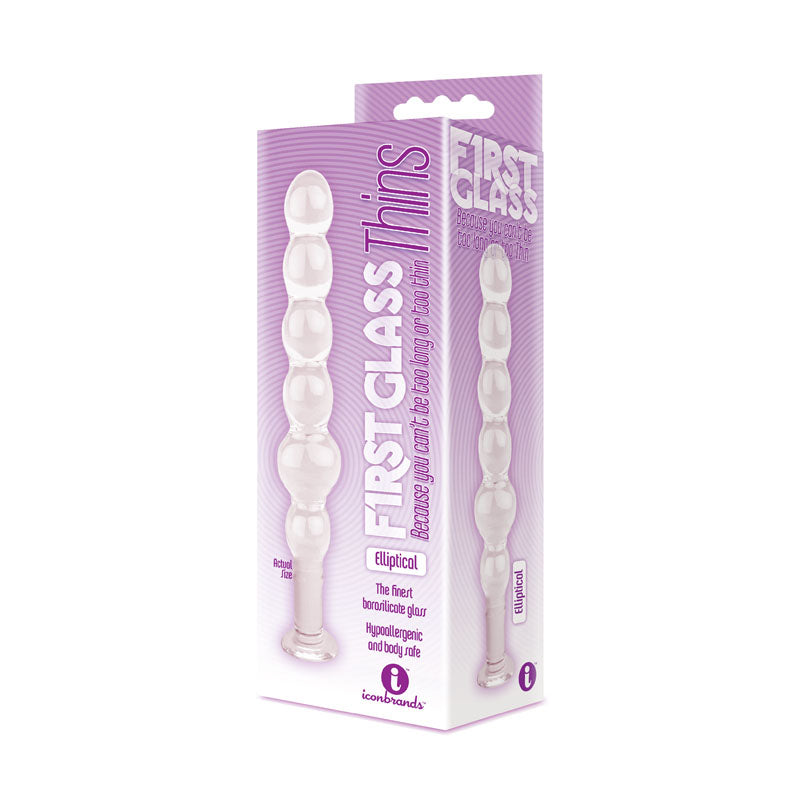 The 9's Glass First Thins, Elliptical - Clear Glass 17.8 cm Anal Beads Icon Brands