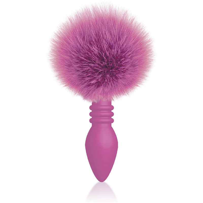 The 9's Cottontails, Ribbed Pink - Pink Butt Plug with Bunny Tail Icon Brands