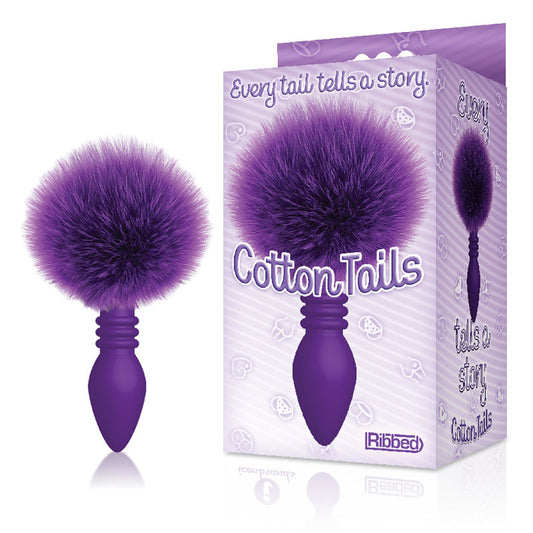 The 9's Cottontails, Ribbed Purple - Purple Butt Plug with Bunny Tail Purple - Club X