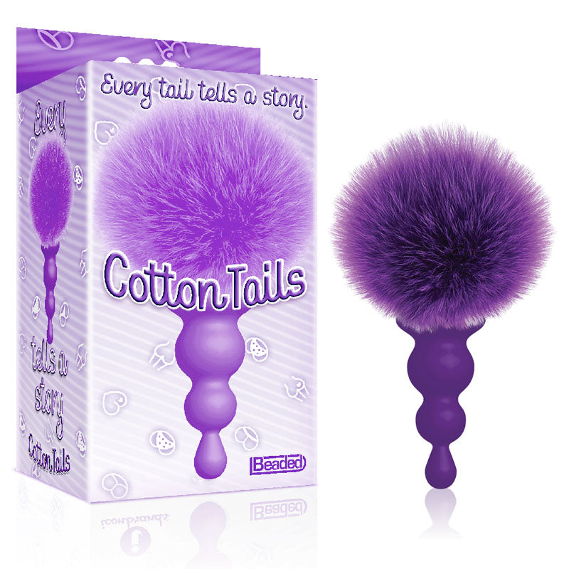 The 9's Cottontails, Beaded, Purple - Purple Butt Plug with Bunny Tail Icon Brands