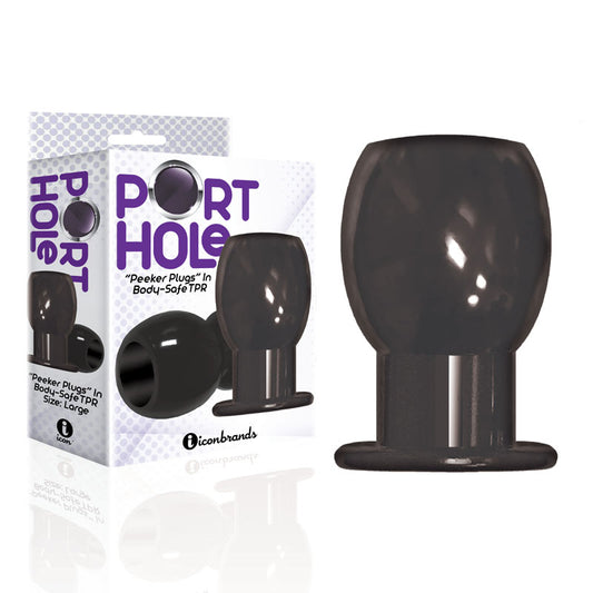 The 9's Port Hole, Hollow Butt Plug - Black Hollow Butt Plug Black - Club X