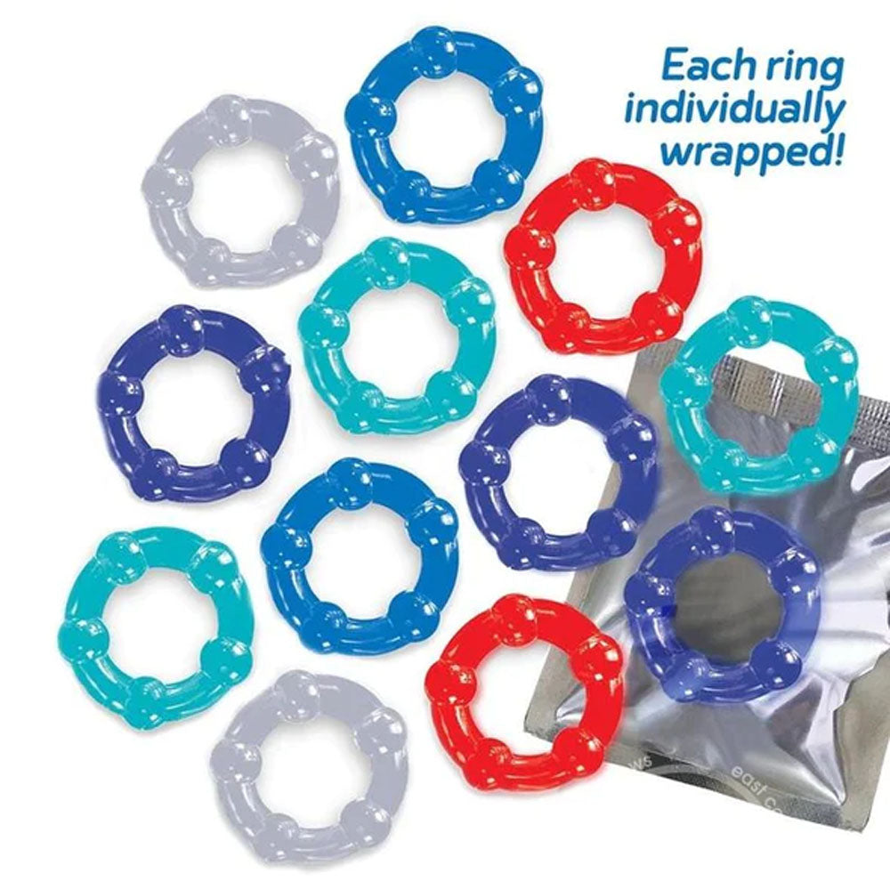Baller's Dozen - Beaded - Individually Wrapped Cock Rings - Pack of 12 Icon Brands