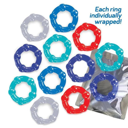 Baller's Dozen - Beaded - Individually Wrapped Cock Rings - Pack of 12 Icon Brands