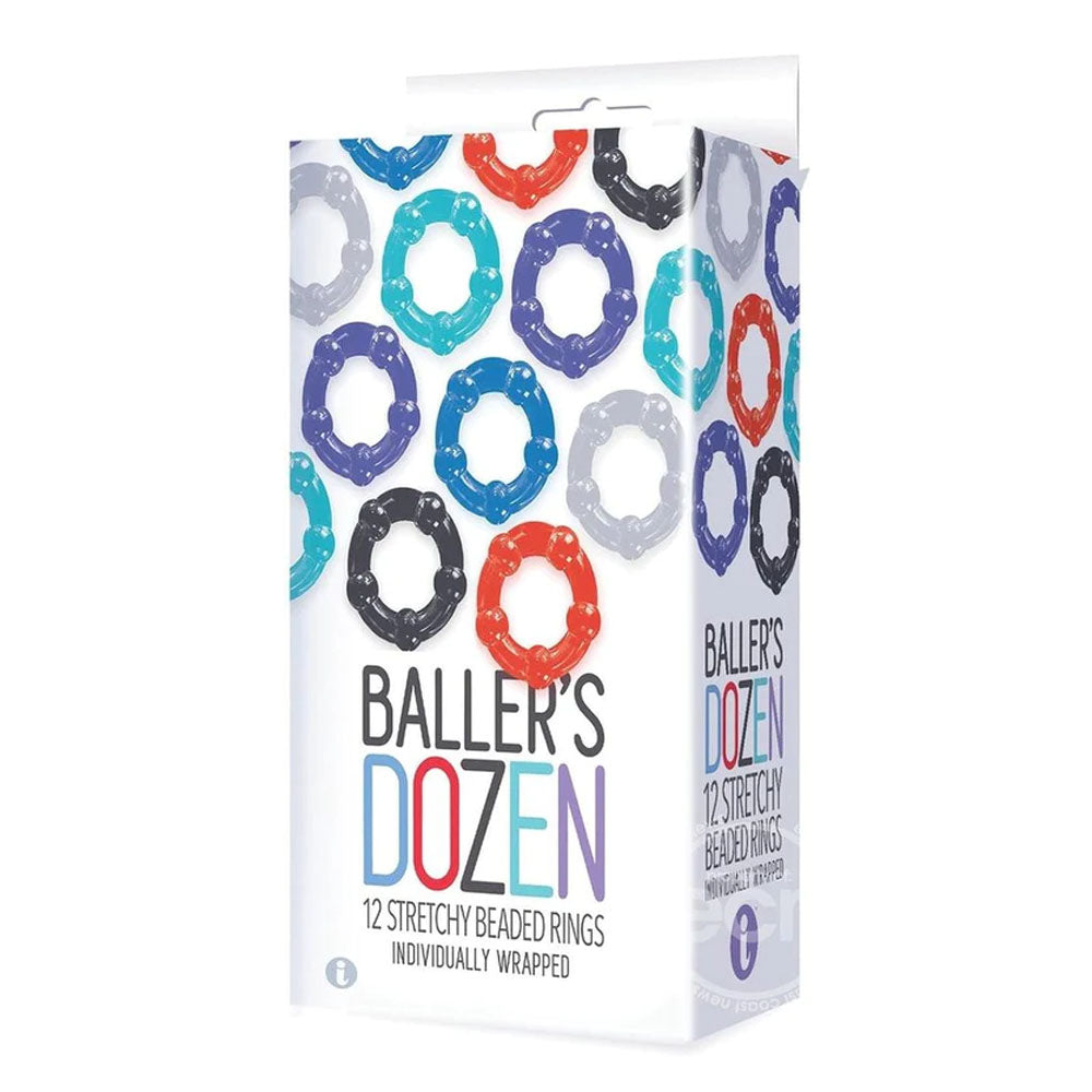 Baller's Dozen - Beaded - Individually Wrapped Cock Rings - Pack of 12 Icon Brands