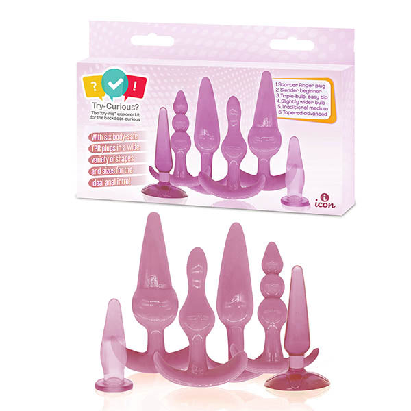 Try-Curious Anal Plug Kit - Pink Anal Kit - Set of 6 Icon Brands