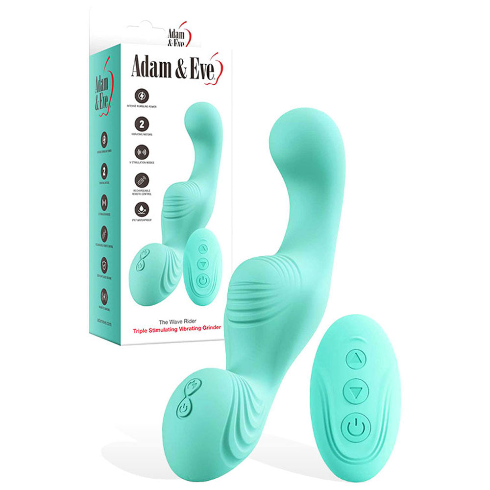 Adam & Eve THE WAVE RIDER - Teal USB Rechargeable Triple Stimulating Grinder Pad with Remote Control Adam & Eve