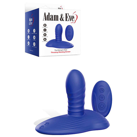 Adam & Eve THE MIDNGHT RIDER - Blue USB Rechargeable Thrusting Vibrating Grinder with Remote Control Adam & Eve