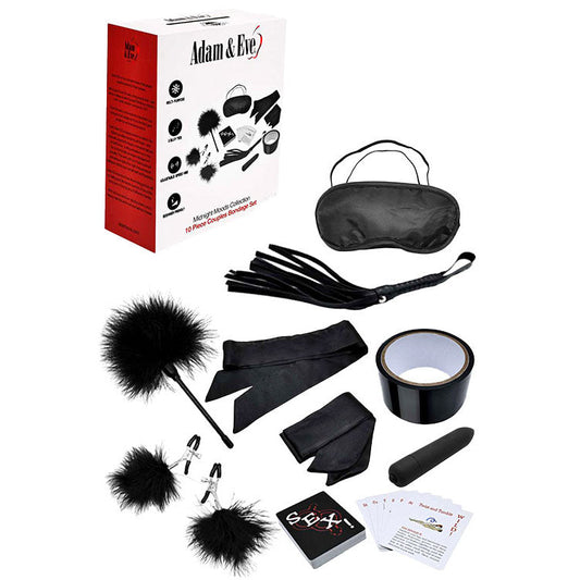 Adam & Eve MIDNIGHT MOODS COLLECTION - Black Couples Bondage Kit - Set of 10 Pieces Adam & Eve