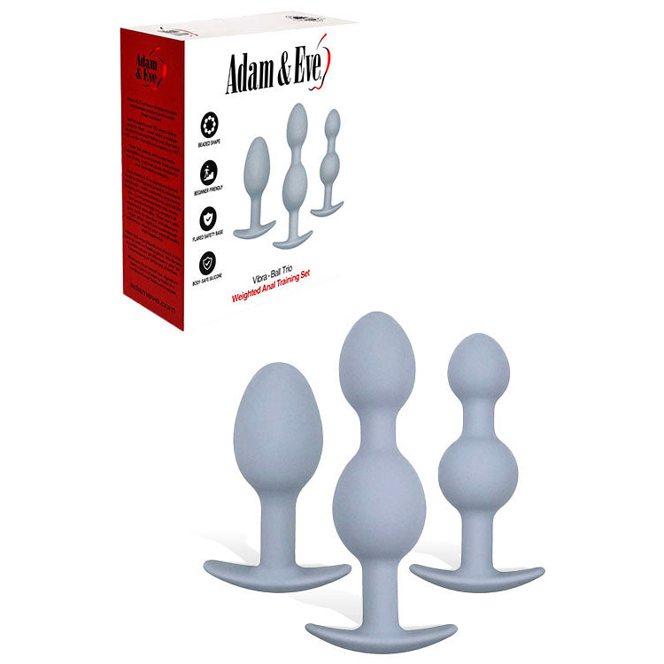 Adam & Eve VIBRA-BALL TRIO - Grey Weighted Anal Training Set - Set of 3 Plugs Adam & Eve