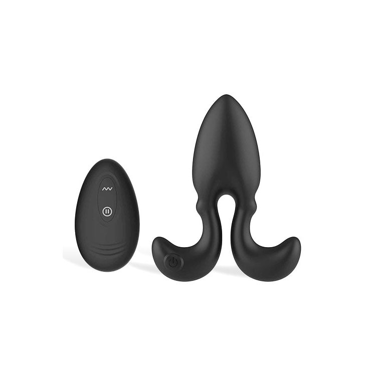 Adam & Eve OMEGA Vibrating Plug - Black 10 cm USB Rechargeable Vibrating Butt Plug with Remote Adam & Eve