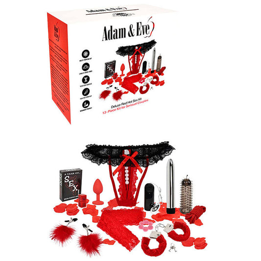 Adam & Eve DELUXE RED HOT SEX KIT - Couples Kit - 13 Piece Set Adam & Eve