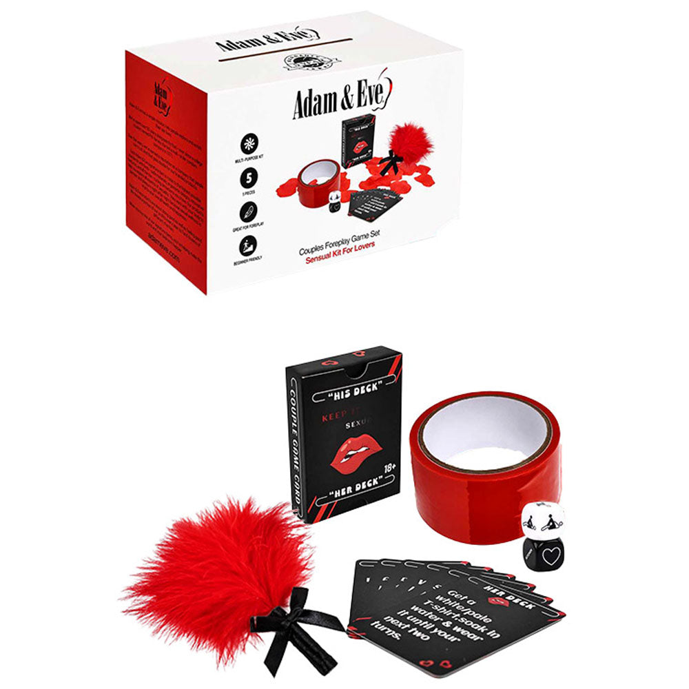 Adam & Eve COUPLES FOREPLAY GAME SET - Couples Card Game - 5 Piece Kit Adam & Eve