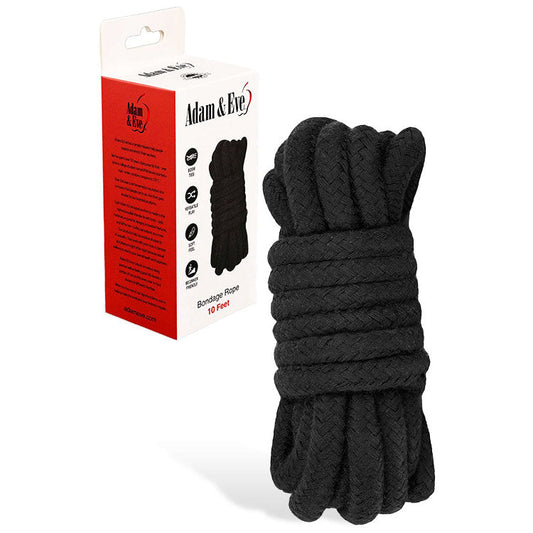 Adam & Eve BONDAGE ROPE - 3 metre (10 feet) - Black Bondage Rope - 3 metre Length Adam & Eve