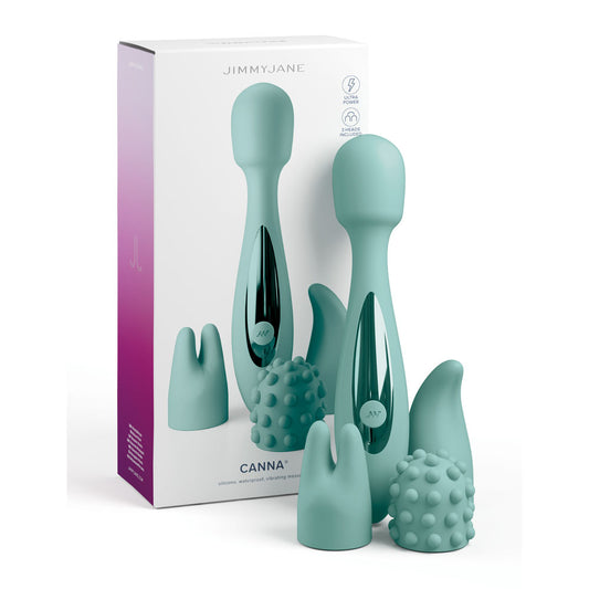 JimmyJane Canna - Teal 21.8 cm Massage Wand with 3 Interchangeable Heads Teal - Club X