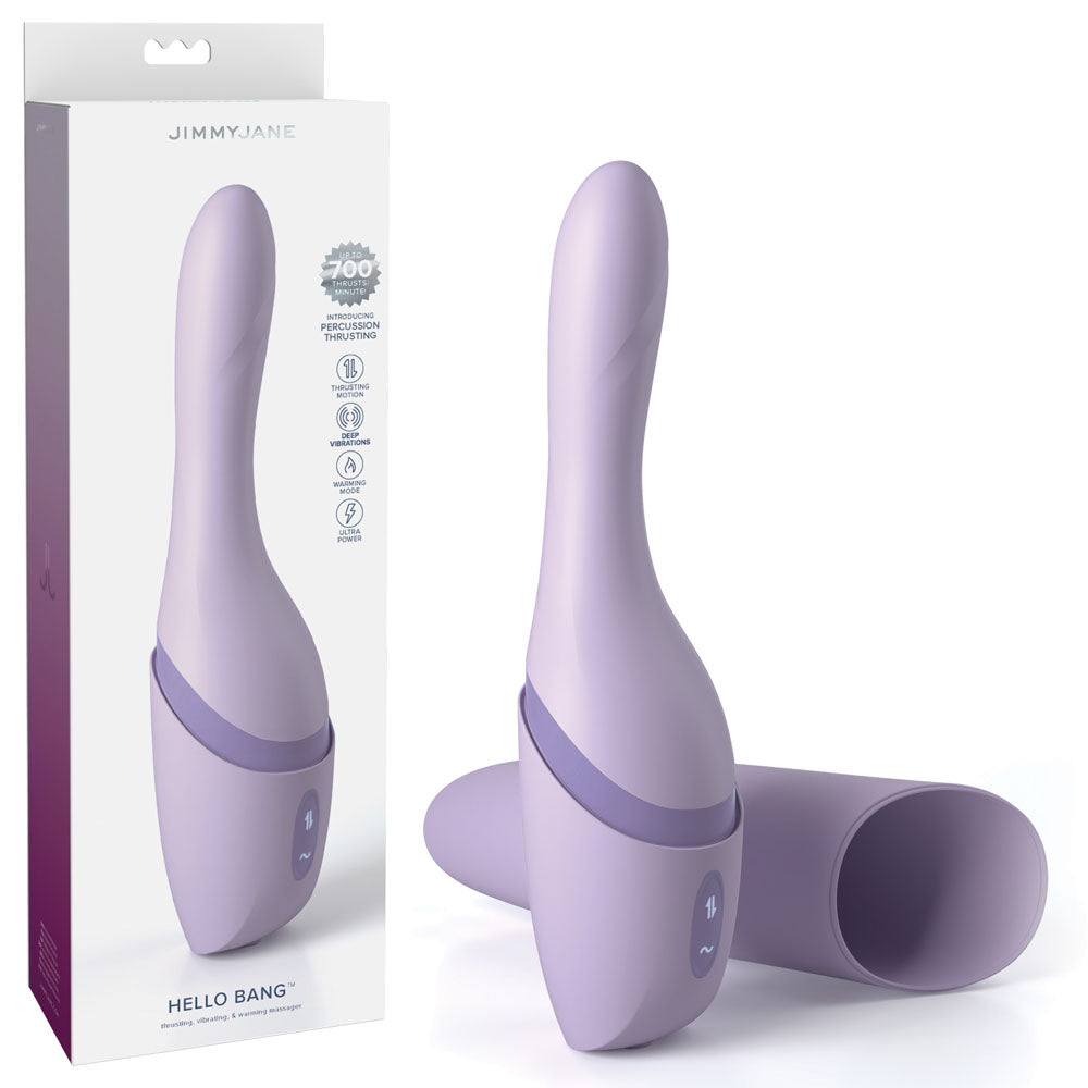 JimmyJane Hello Bang - Purple 27 cm USB Rechargeable Warming & Thrusting Vibrator Purple - Club X