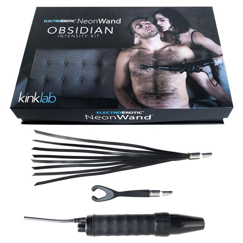 KinkLab Obsidian Neon Wand Intensity Kit - E-Stim Kit - 3 Piece Set Stockroom