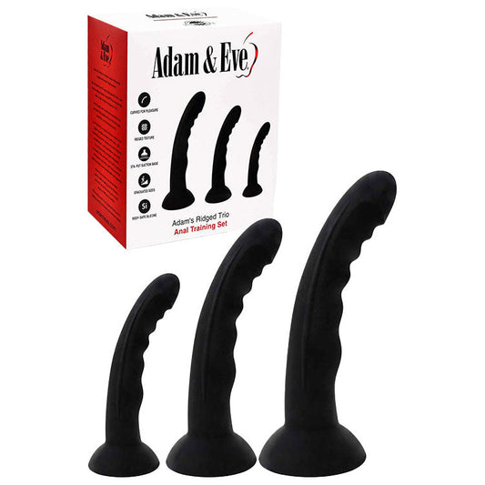 Adam & Eve ADAMS RIDGED TRIO - Black Anal Training Kit - Set of 3 Sizes Adam & Eve