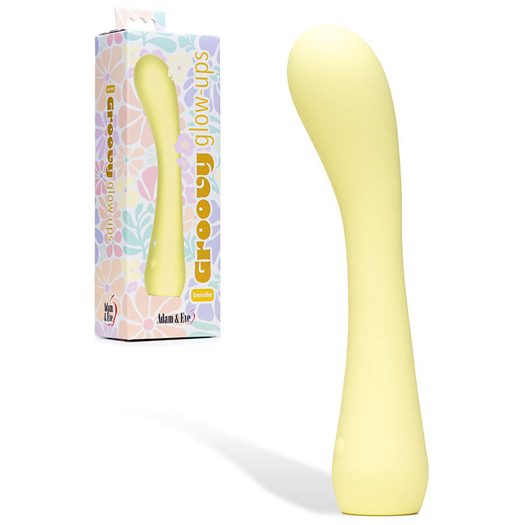Adam & Eve GROOVY GLOW-UPS Bendie - Yellow 18.4 cm USB Rechargeable G-Spot Vibrator Adam & Eve