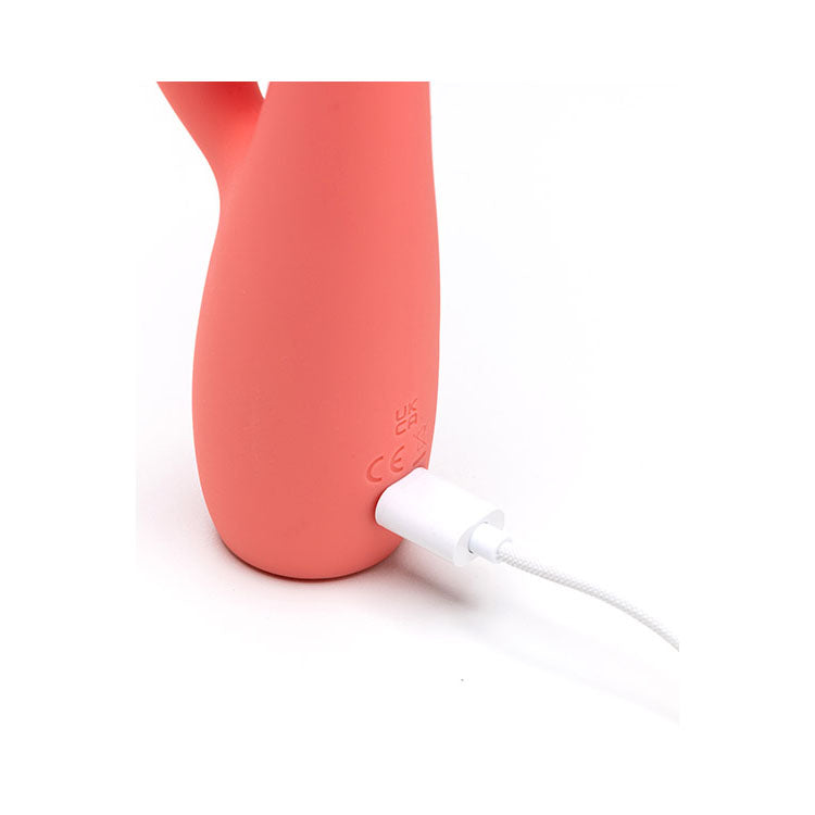 Adam & Eve GROOVY GLOW-UPS Curvie - Pink 17.8 cm USB Rechargeable Rabbit Vibrator Adam & Eve
