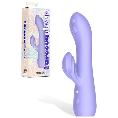 Adam & Eve GROOVY GLOW-UPS Wavie - Purple 16.5 cm USB Rechargeable Rabbit Vibrator Adam & Eve