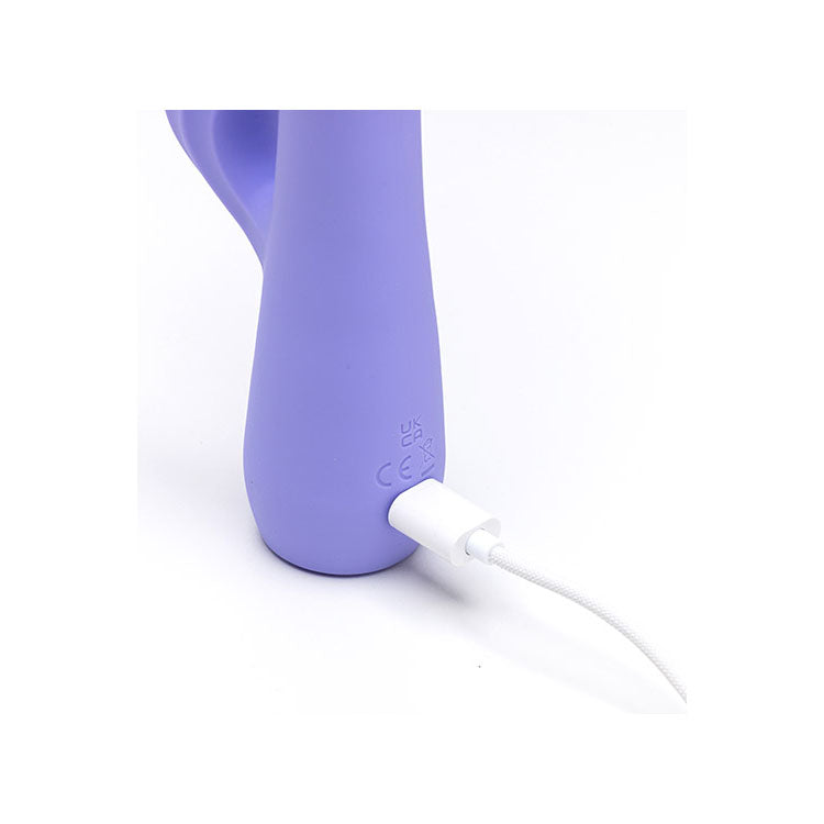Adam & Eve GROOVY GLOW-UPS Wavie - Purple 16.5 cm USB Rechargeable Rabbit Vibrator Adam & Eve