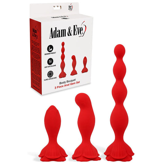 Adam & Eve BOOTY BOUQUET - Red Anal Training Kit - Set of 3 Sizes Adam & Eve